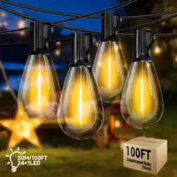 Walmart GUPUP 100ft Outdoor String Lights, S14 Bulbs Patio Lights ,Connectable Porch Backyard Garden Light offer