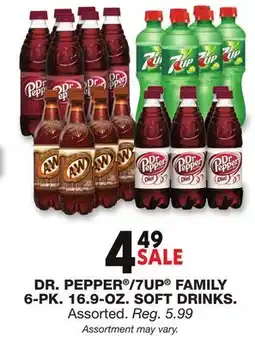 Blain's Farm & Fleet DR. PEPPER /7UP FAMILY 6-PK. 16.9-OZ. SOFT DRINKS offer