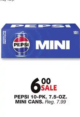 Blain's Farm & Fleet PEPSI 10-PK. 7.5-OZ. MINI CANS offer