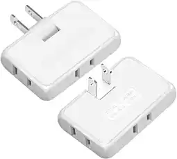 Walmart 3 Way Flat Wall Outlet Extender (Pack of 2) - Portable Swivel Wall Tap Plug offer