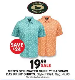 Blain's Farm & Fleet MEN'S STILLWATER SUPPLY SAGINAW BAY PRINT SHIRTS offer