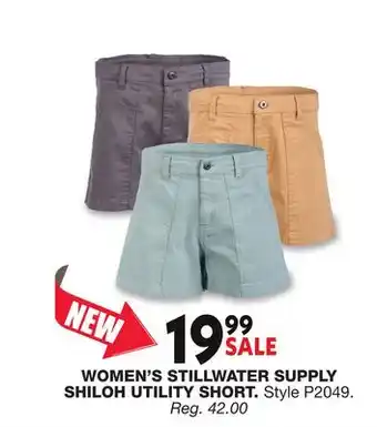 Blain's Farm & Fleet WOMEN'S STILLWATER SUPPLY SHILOH UTILITY SHORT offer