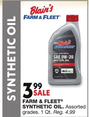 Blain's Farm & Fleet FARM & FLEET SYNTHETIC OIL offer