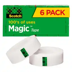 Walmart Scotch Magic Tape, 3/4 in. x 1,000 in. per Roll, 6 Rolls offer