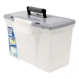 Walmart Storex Plastic Portable File Box, Clear, Silver offer