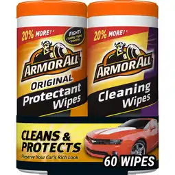 Walmart Armor All Original Car Cleaning Wipes and Protectant, 30 Count (2 Pack) offer