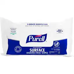 Walmart Purell 7 x 10 in. 1-Ply Unscented Healthcare Surface Disinfecting Wipes, White - Pack of 72 offer