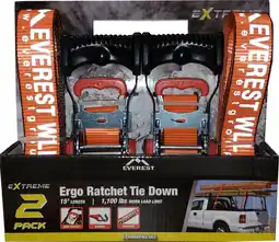 Walmart Everest 1.5 x 15' Reflective Ratchet Tie-Down Strap, 1,100lbs WLL, W/ DJ-Hooks 2-Pack offer