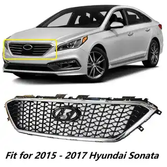 Walmart Labwork Front Bumper Grille Chrome Honeycomb Grill Fit for 2015 2016 2017 Hyundai Sonata offer