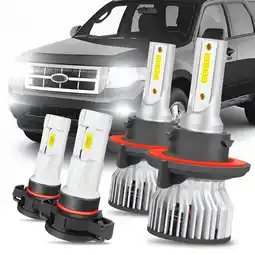 Walmart For Ford Escape 2008 2009 2010 2011 2012 LED Headlight Hi-Lo Beam + Fog Light Bulbs Kit White 4x offer