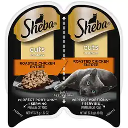 Walmart Sheba Wet Cat Food Cuts in Gravy Roasted Chicken Entree, 2.6 oz Perfect Portions Twin-Pack Tray offer