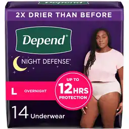 Walmart Depend Night Defense Incontinence Underwear for Women, Adult Diapers, L, 14 Count offer