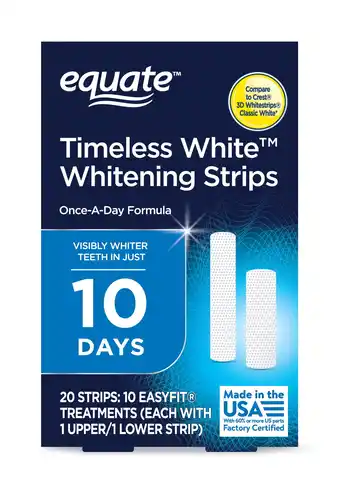 Walmart Equate Timeless White Whitening Strips, Enamel Safe, 20 Whitening Strips (10 Treatments) offer