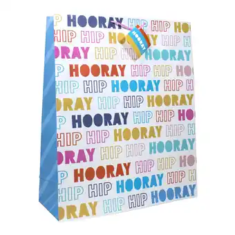 Walmart 17.75 Jumbo White Paper Gift Bag, Multi-Color Hooray, Way to Celebrate (1-Count) offer