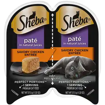 Walmart Sheba Wet Cat Food Pate, Savory Chicken Entree, 2.6 oz Perfect Portions Twin Pack Tray offer