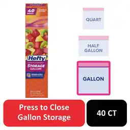 Walmart Hefty Press to Close Plastic Bags for Food Storage, gallon Size, 40 Count offer