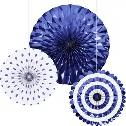 Walmart Cobalt Blue Paper Fan Decoration Set 3 Count by Way to Celebrate offer