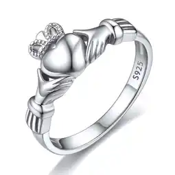 Walmart ChicSilver Sterling Silver Irish Claddagh Promise Fashion Ring for Women Unisex Size 4 offer