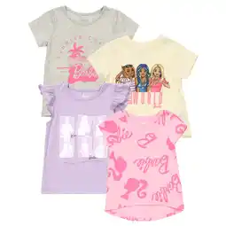 Walmart Barbie Toddler Girls Graphic Print Fashion Tees, 4-Pack, Sizes 2T-5T offer