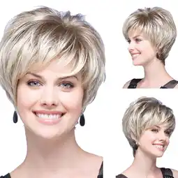 Walmart Lenkho Women Natural Short Wavy White Gradient Wig Rose Net Synthetic Curly Wigs offer