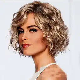 Walmart Lenkho Women Gold Brazilian Short Wavy Curly Parting High Temperature Fiber Wig Hair offer