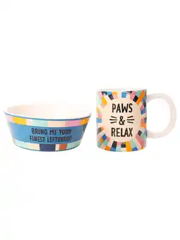 Walmart Connections from Hallmark Women's Paws & Relax Ceramic Mug and Bowl Set for Dogs, 2 Piece Set offer