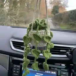 Walmart amlbb Hanging Car Decoration Crochet Car Accessories Potted Plants Car Hanging Accessories Ornaments offer