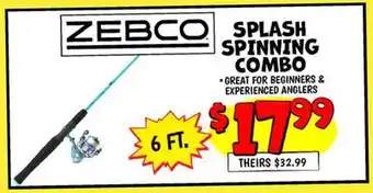 Ollie's ZEBCO SPLASH SPINNING COMBO offer