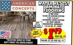 Ollie's WATER RESIST CONCEPTS FLOORING offer