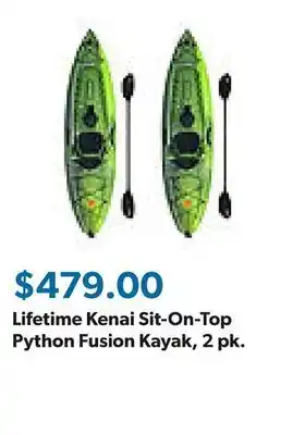 Sam's Club Lifetime Kenai Sit-On-Top Python Fusion Kayak, 2 pk offer