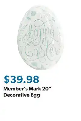 Sam's Club Member's Mark 20 Decorative Egg offer