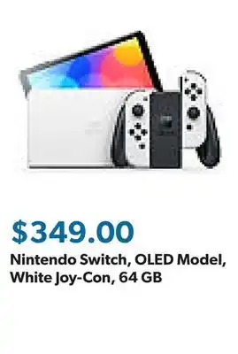 Sam's Club Nintendo Switch, OLED Model, White Joy-Con, 64 GB offer