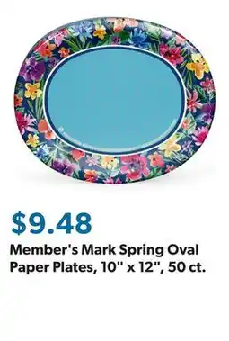 Sam's Club Member's Mark Spring Oval Paper Plates, 10 x 12, 50 ct offer