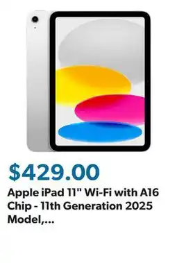 Sam's Club Apple iPad 11 Wi-Fi with A16 Chip - 11th Generation 2025 Model, Choose Size and Color offer