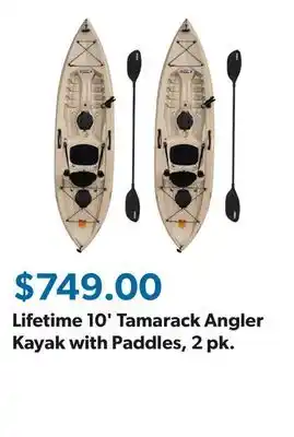 Sam's Club Lifetime 10' Tamarack Angler Kayak with Paddles, 2 pk offer