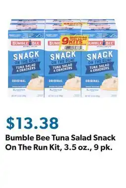 Sam's Club Bumble Bee Tuna Salad Snack On The Run Kit, 3.5 oz., 9 pk offer