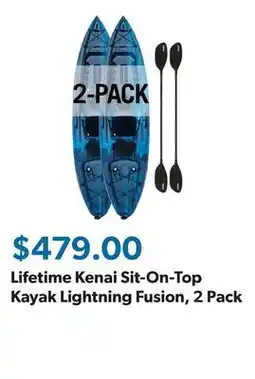 Sam's Club Lifetime Kenai Sit-On-Top Kayak Lightning Fusion, 2 Pack offer