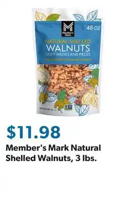 Sam's Club Member's Mark Natural Shelled Walnuts, 3 lbs offer