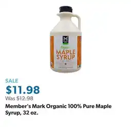 Sam's Club Member's Mark Organic 100% Pure Maple Syrup, 32 oz offer