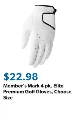 Sam's Club Member's Mark 4 pk. Elite Premium Golf Gloves, Choose Size offer