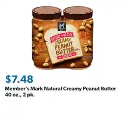 Sam's Club Member's Mark Natural Creamy Peanut Butter 40 oz., 2 pk offer