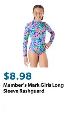 Sam's Club Member's Mark Girls Long Sleeve Rashguard offer