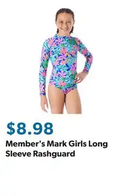 Sam's Club Member's Mark Girls Long Sleeve Rashguard offer