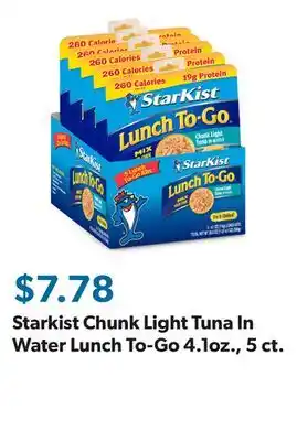 Sam's Club Starkist Chunk Light Tuna In Water Lunch To-Go 4.1oz., 5 ct offer