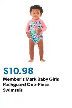 Sam's Club Member's Mark Baby Girls Rashguard One-Piece Swimsuit offer