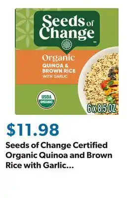 Sam's Club Seeds of Change Certified Organic Quinoa and Brown Rice with Garlic 8.5 oz., 6 pk offer