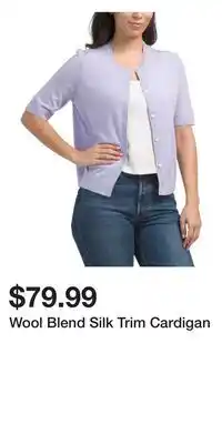 TJ Maxx Wool Blend Silk Trim Cardigan offer