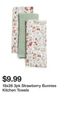 TJ Maxx 18x28 3pk Strawberry Bunnies Kitchen Towels offer