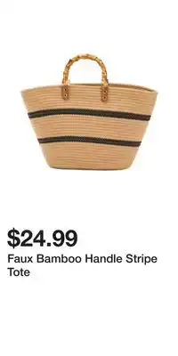 TJ Maxx Faux Bamboo Handle Stripe Tote offer