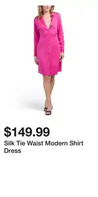 TJ Maxx Silk Tie Waist Modern Shirt Dress offer